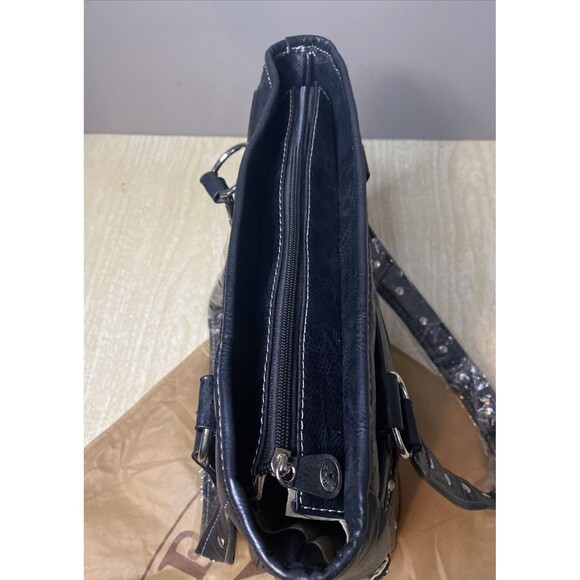 P & G Collections Western Style Brown Leather Purse w/Metal & Faux Diamond Studs - Picture 9 of 10